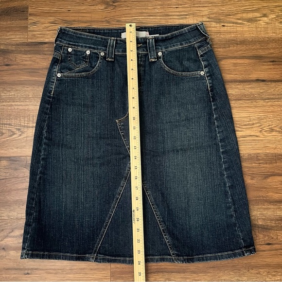 Levis Denim Skirt Midi Modest Womens 6 Blue Jean Western Vintage 90's Y2K Boho - Picture 5 of 6